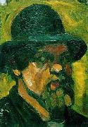 Theo van Doesburg Self-portrait wit hat. oil painting on canvas